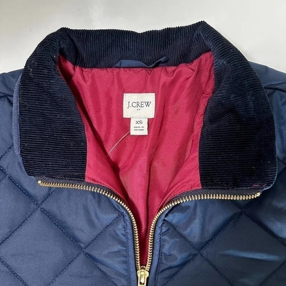 J.Crew Navy Quilted Jacket XS Red Lining Preppy Equestrian Classic lightweight - Picture 7 of 11